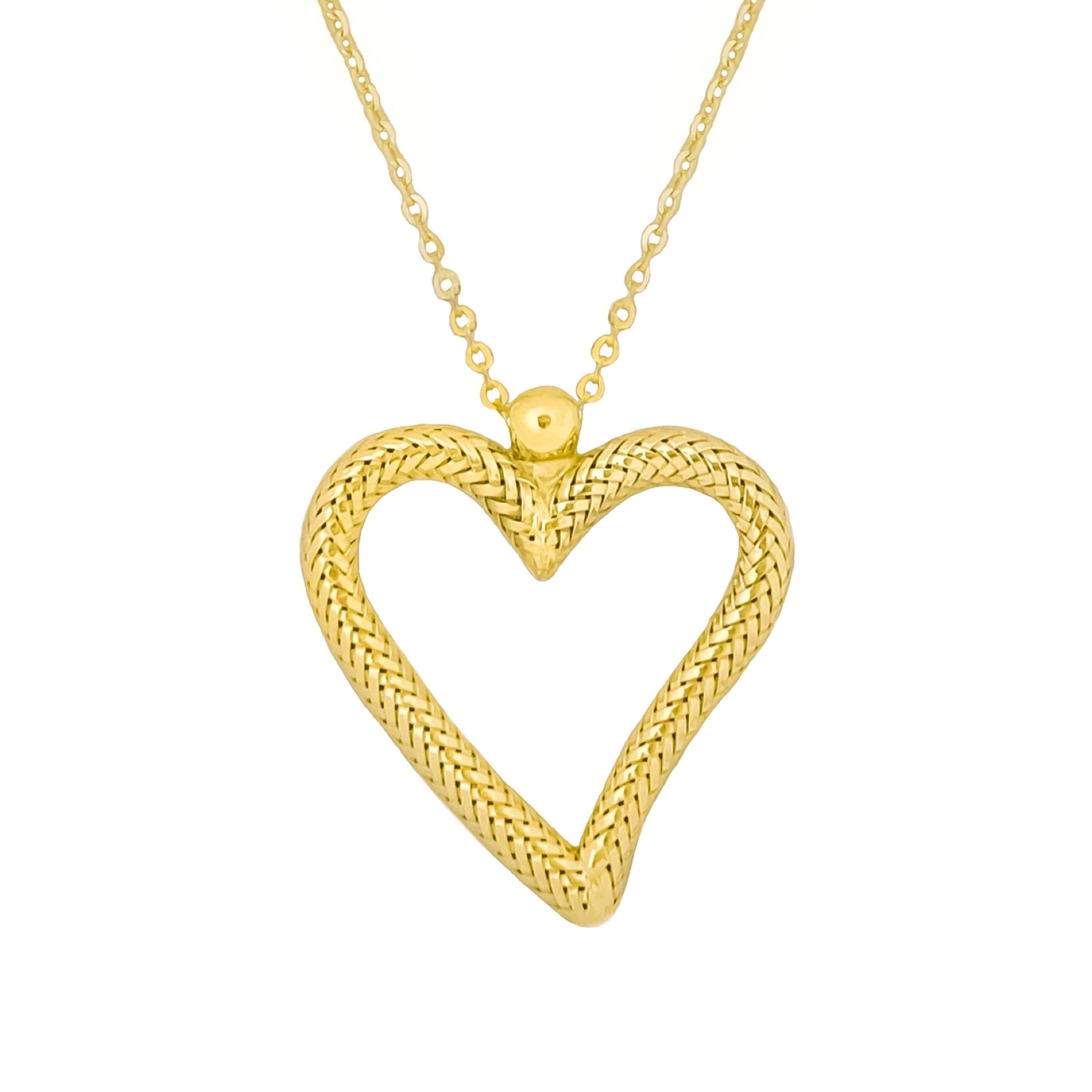 10K YELLOW GOLD BASKET HEART NECKLACE