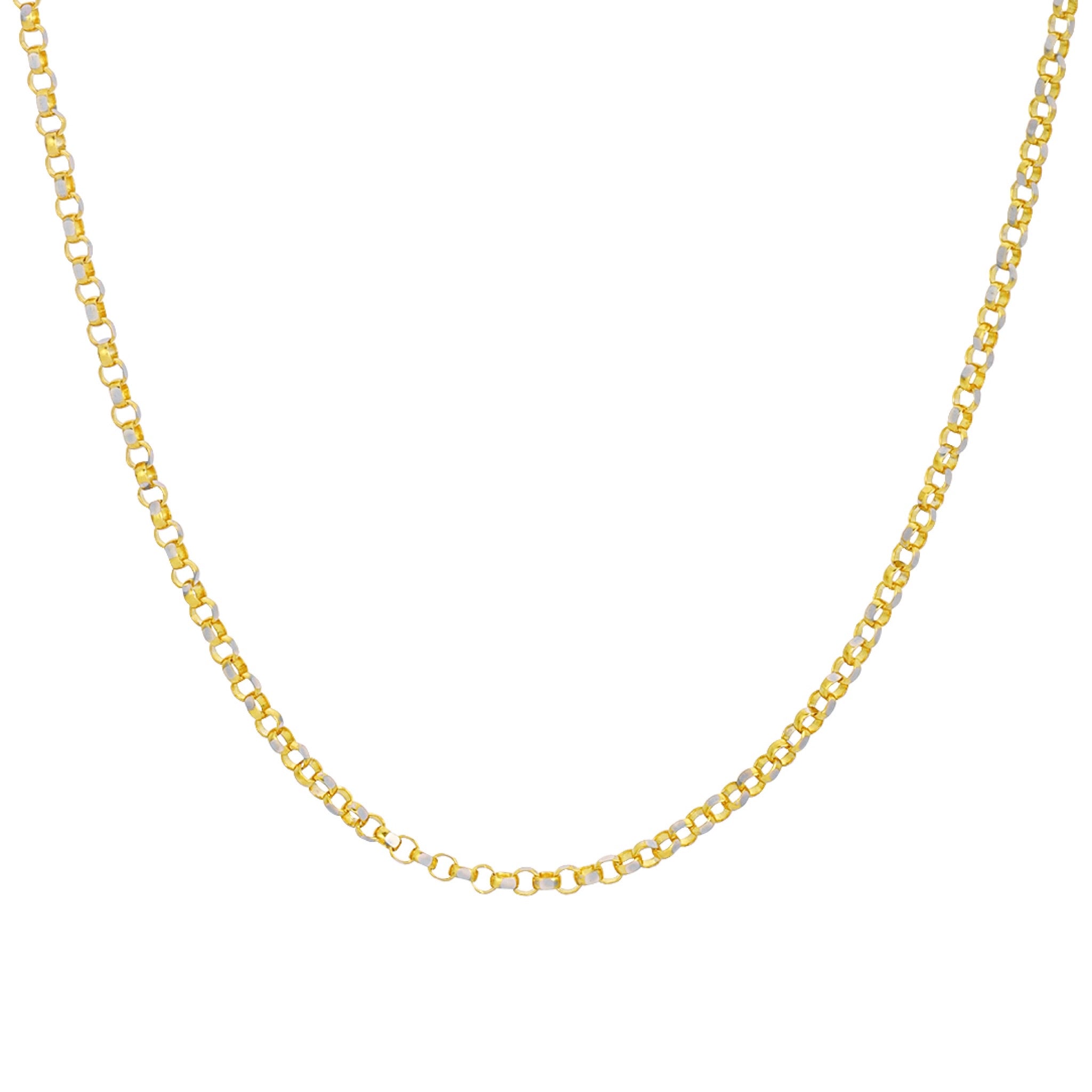 14K TWO TONED GOLD SPARKLE LINKS CHAIN -1MM