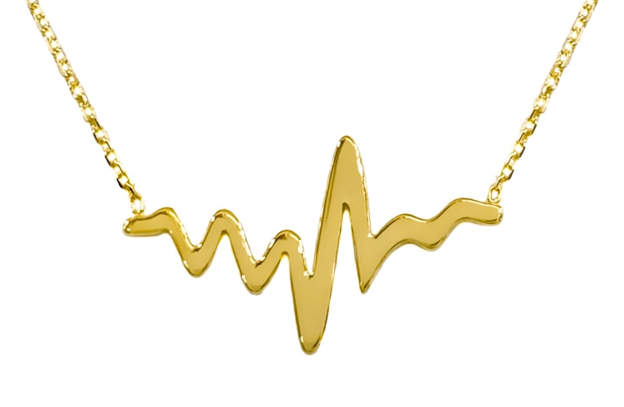 14K YELLOW GOLD HEARTBEAT NECKLACE