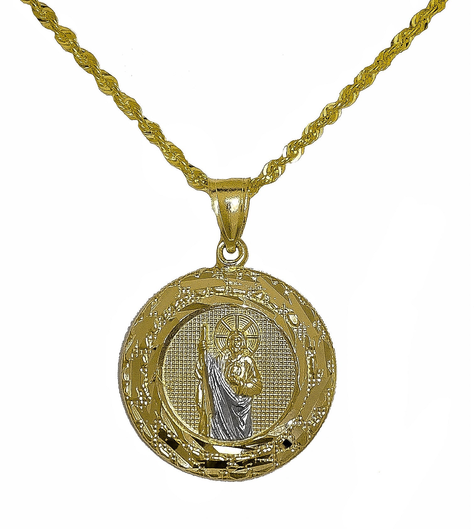 Coin Necklace, Saint Jude Thaddeus Gold Medallion Pendant, Rectangle B –  MeltemiCollection