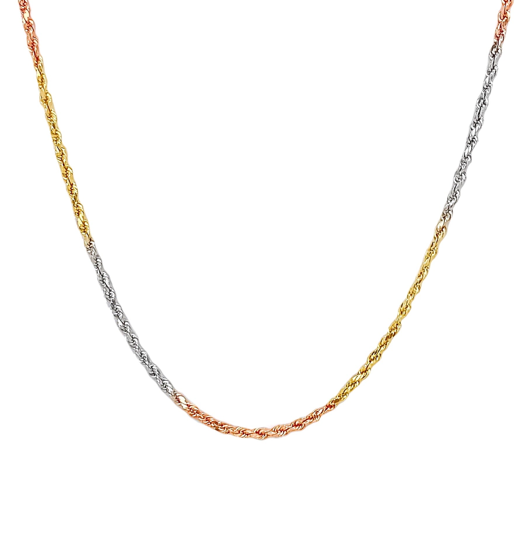 14K TRI COLOR GOLD ROPE CHAIN -2MM