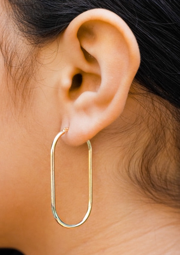 14K YELLOW GOLD OVAL HOOPS