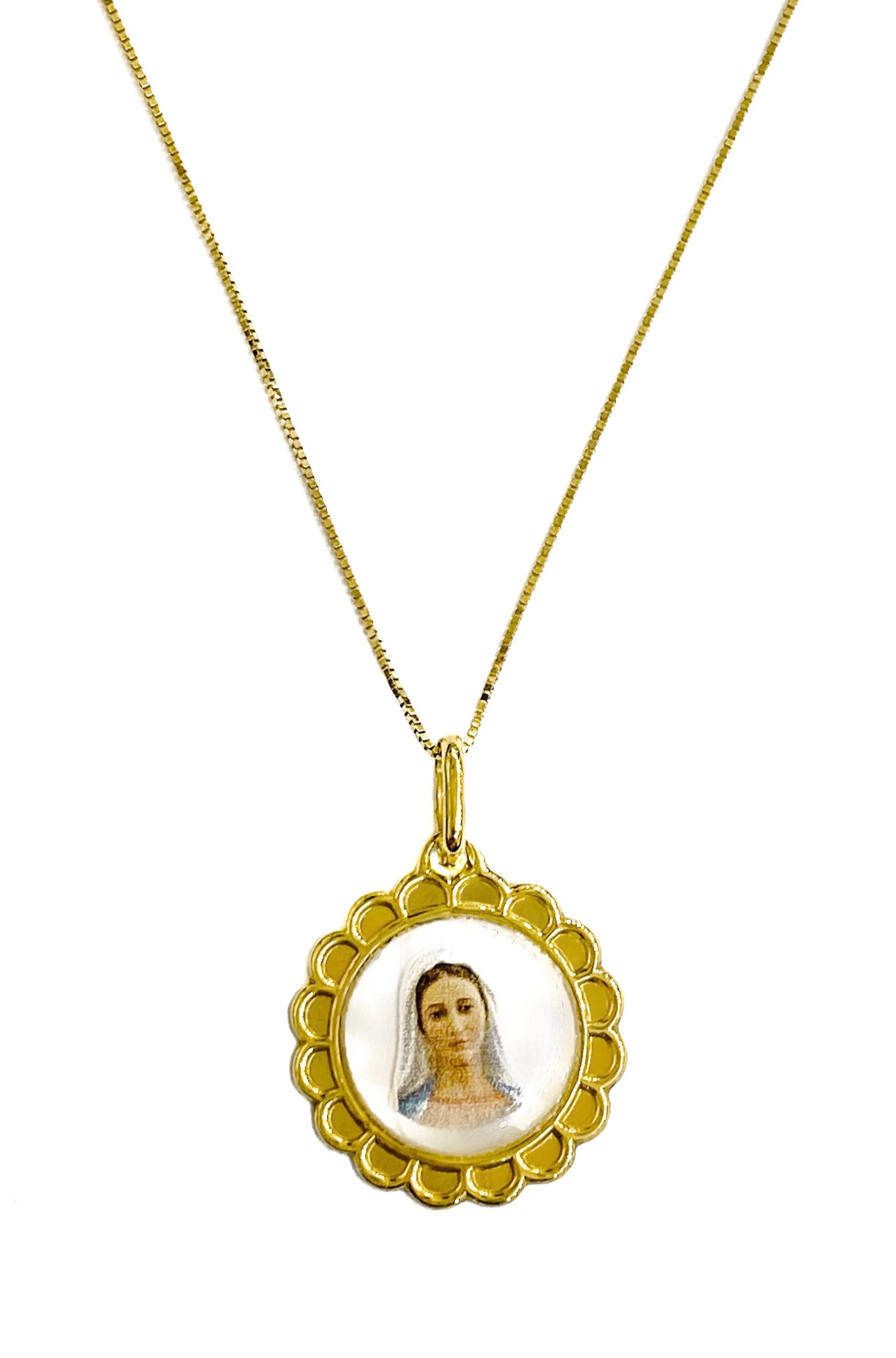 14K YELLOW GOLD MOTHER OF JESUS NECKLACE