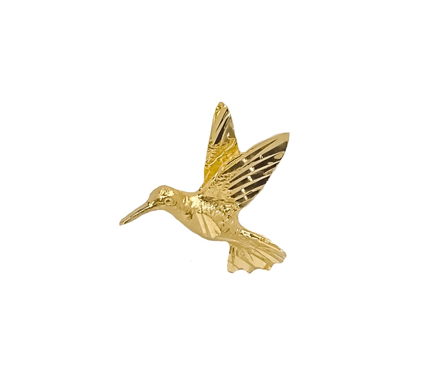 14K YELLOW GOLD FLOATING HUMMINGBIRD PENDANT