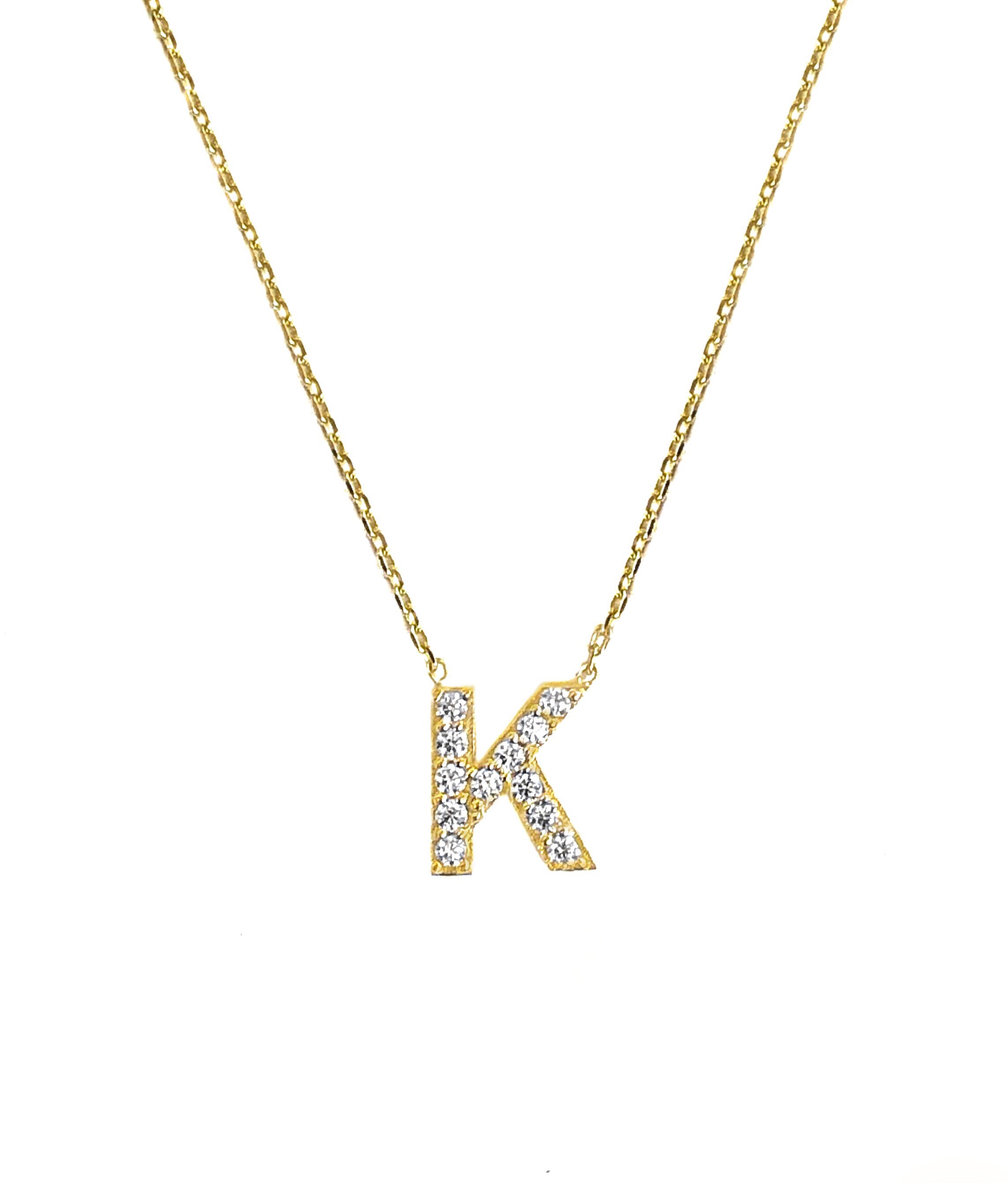 14K YELLOW GOLD FLOATING PAVE INITIAL NECKLACE
