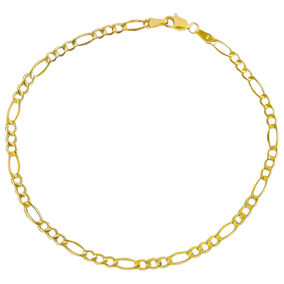 10K YELLOW GOLD FIGARO ANKLET -4MM