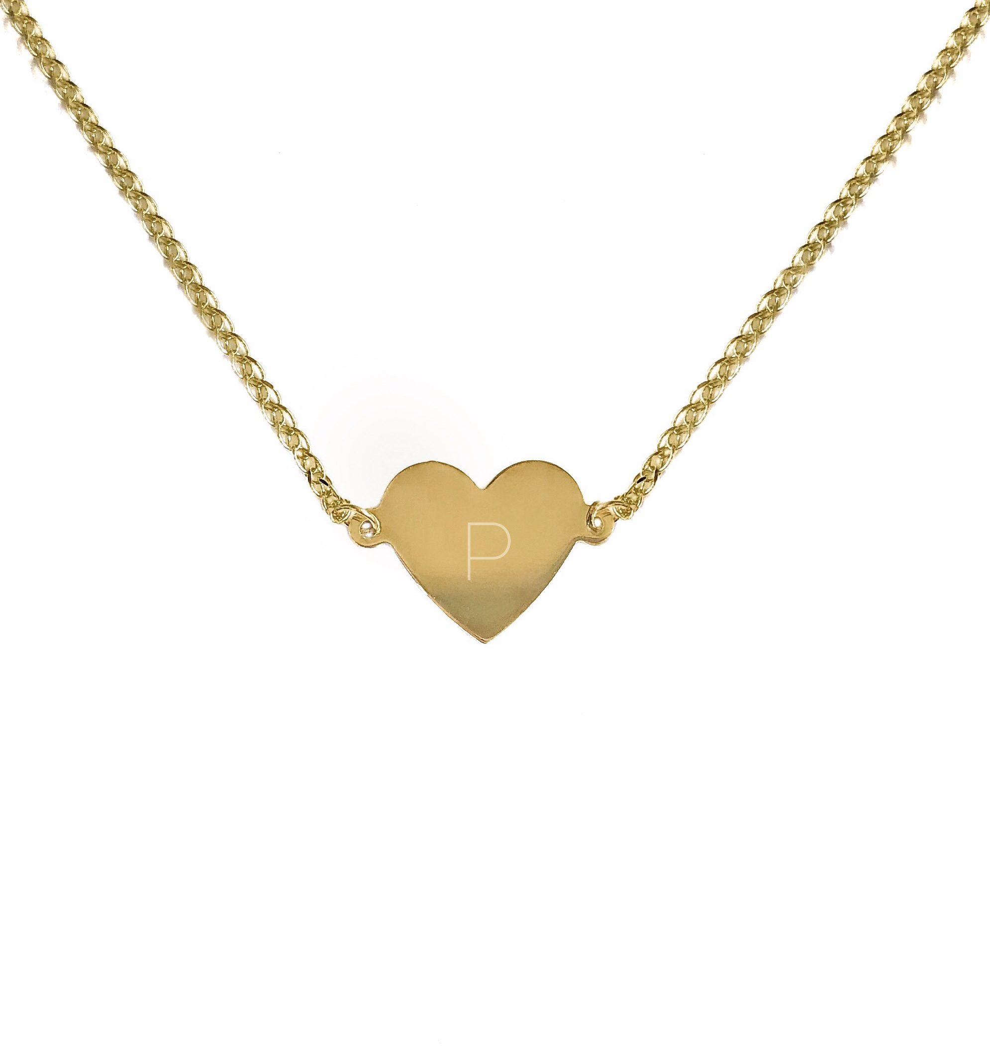 14K YELLOW  GOLD LASER CUT HEART NECKLACE ENGRAVED