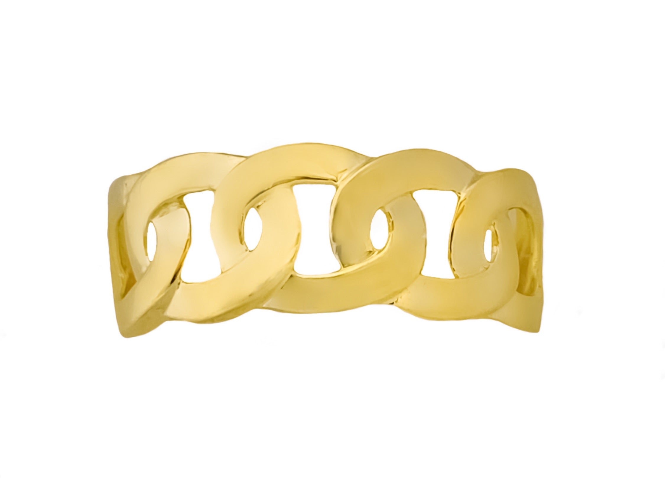 14K YELLOW GOLD FLAT LINK RING -7MM