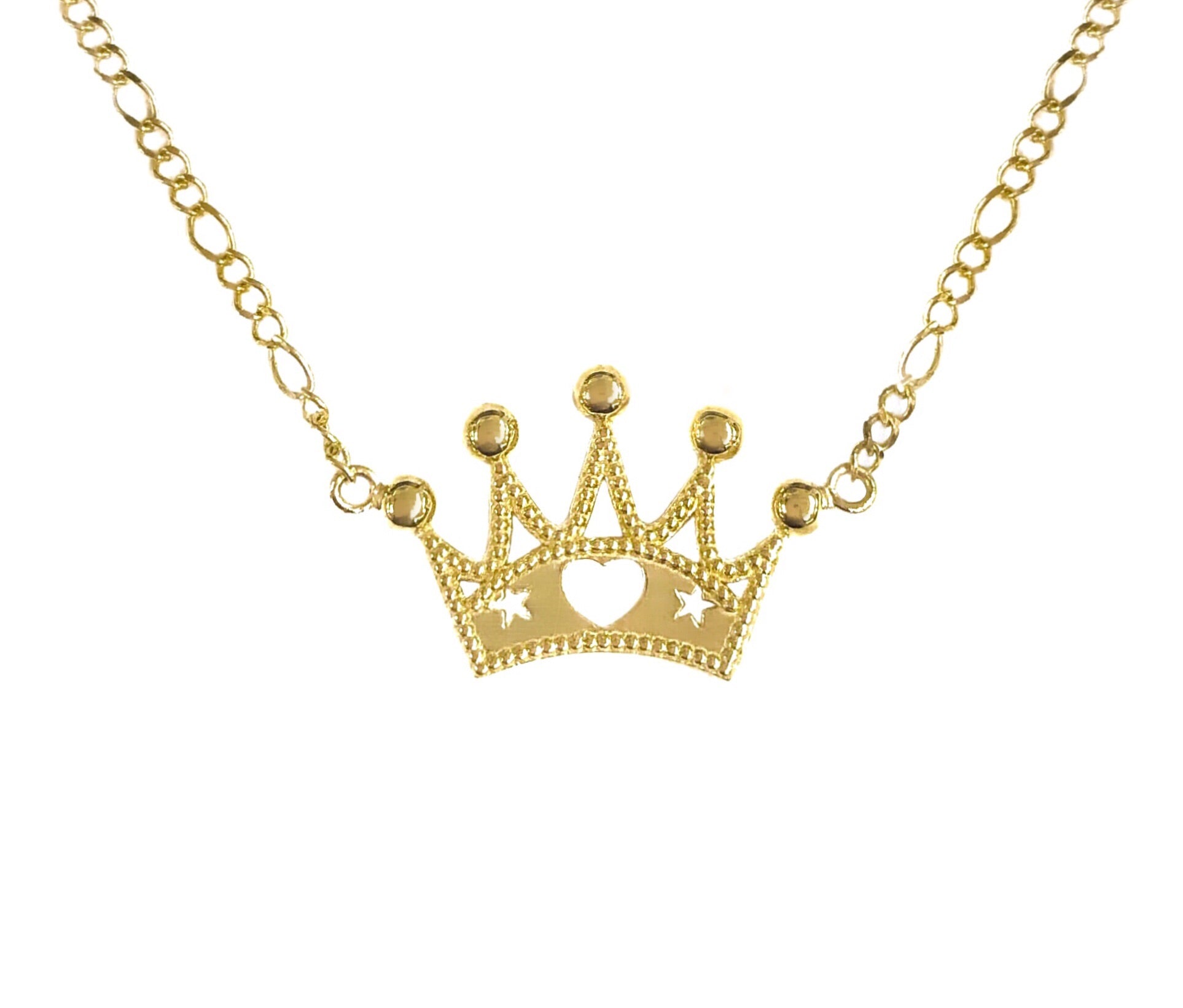 14K YELLOW GOLD CROWN PRINCESS PLEASE, NECKLACE