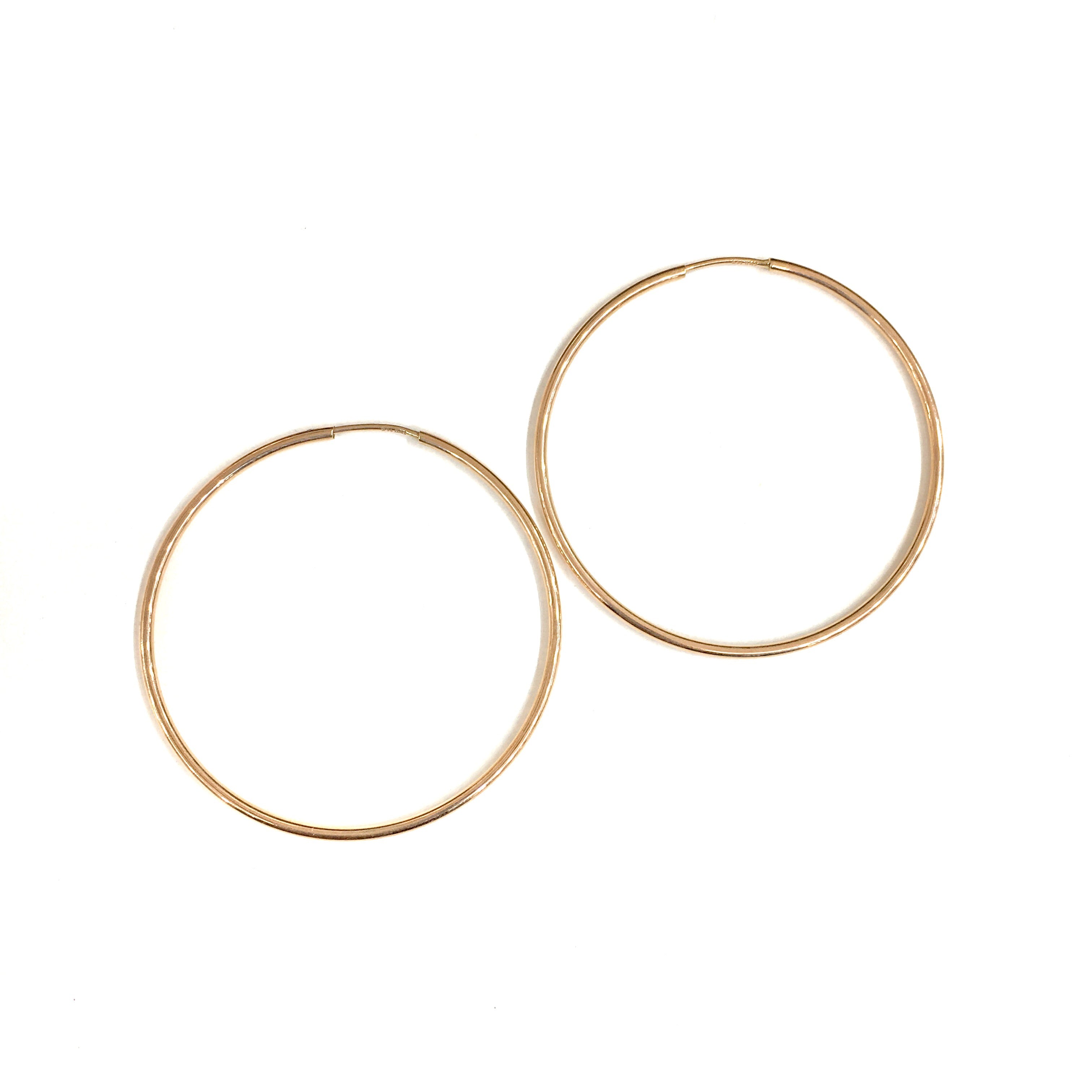 14K YELLOW GOLD 1.7 INCH HOOPS 2MM