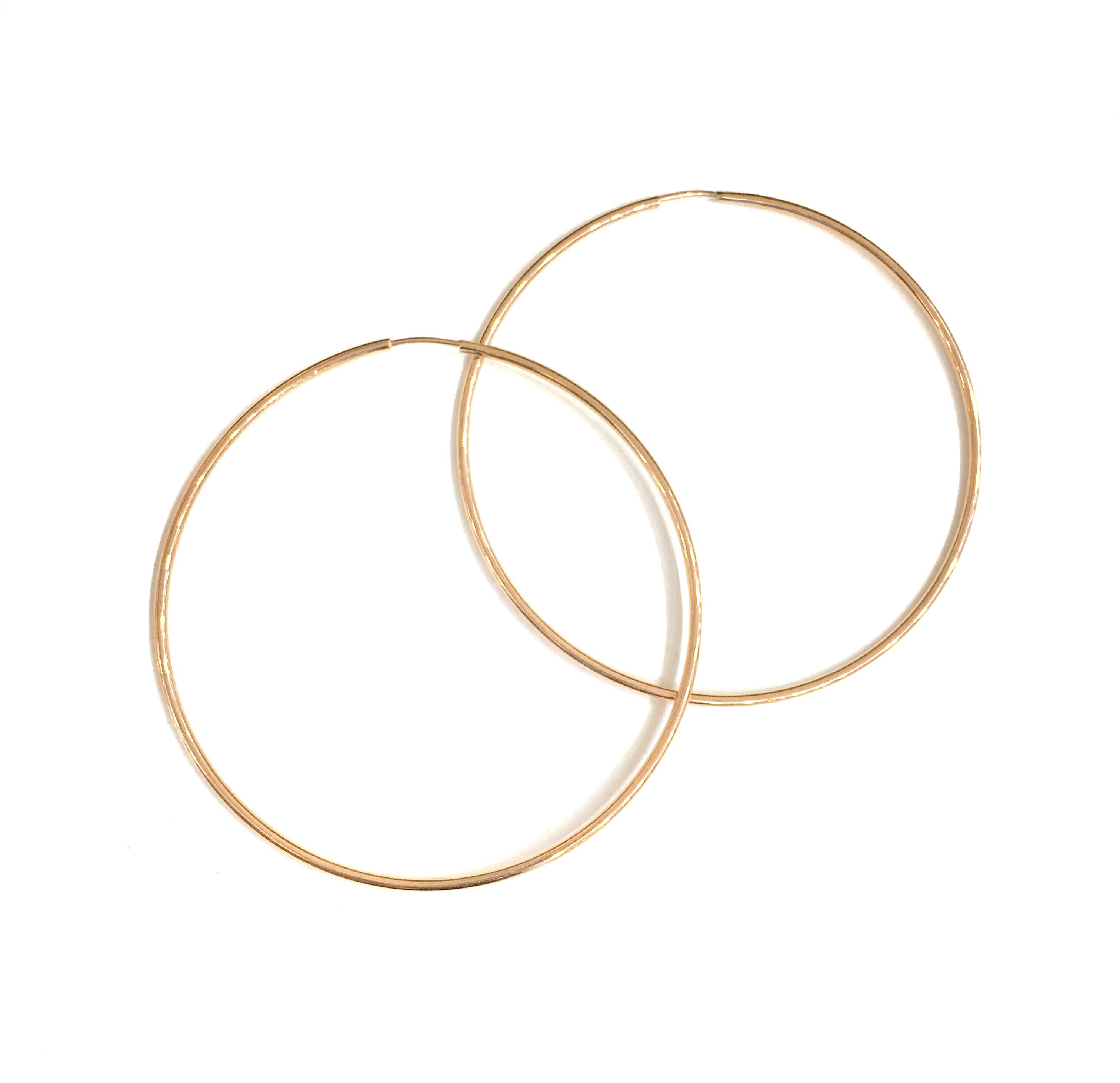 14K YELLOW GOLD 2.3 INCH HOOPS 2MM