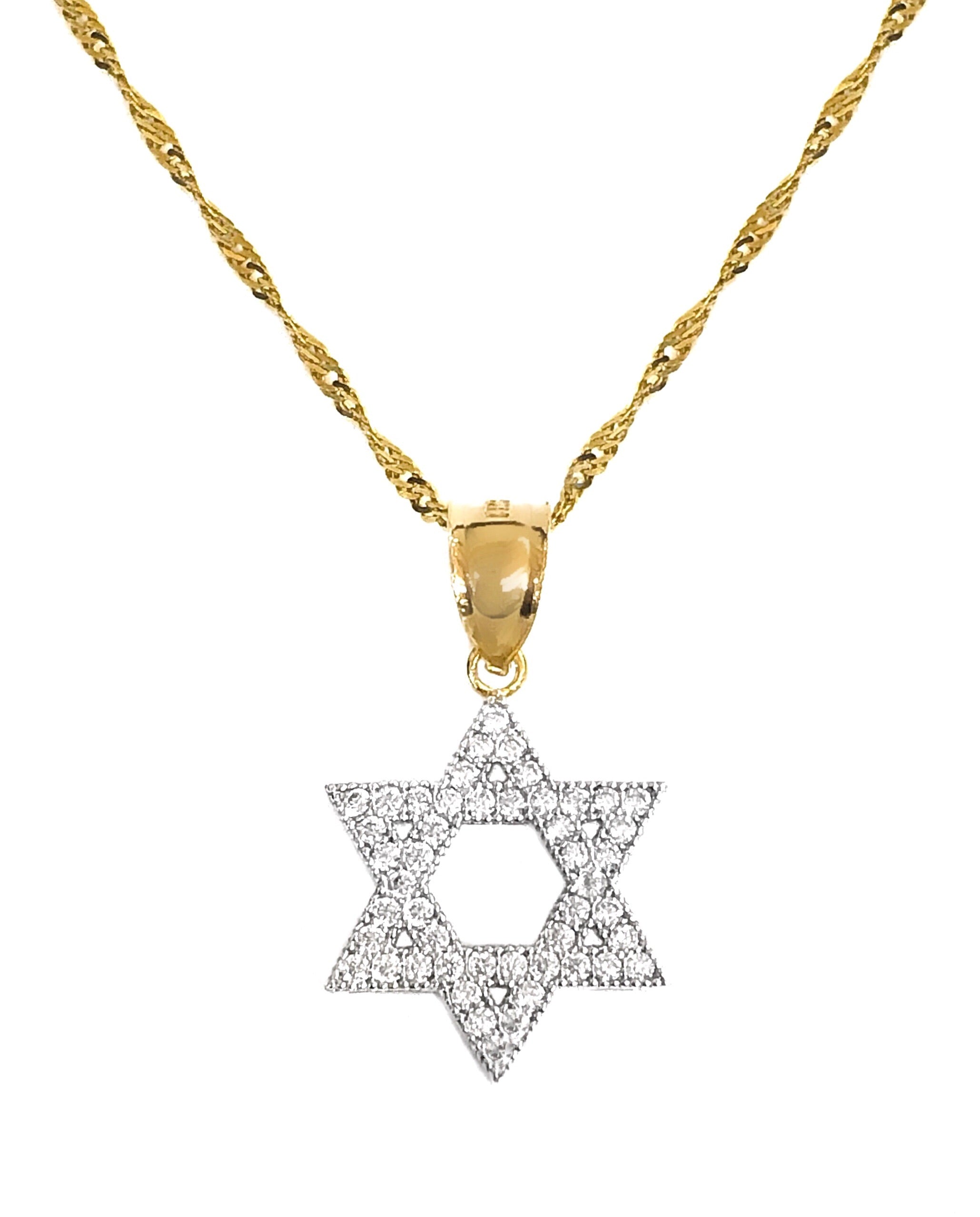 14K YELLOW GOLD PAVE STAR OF DAVID NECKLACE
