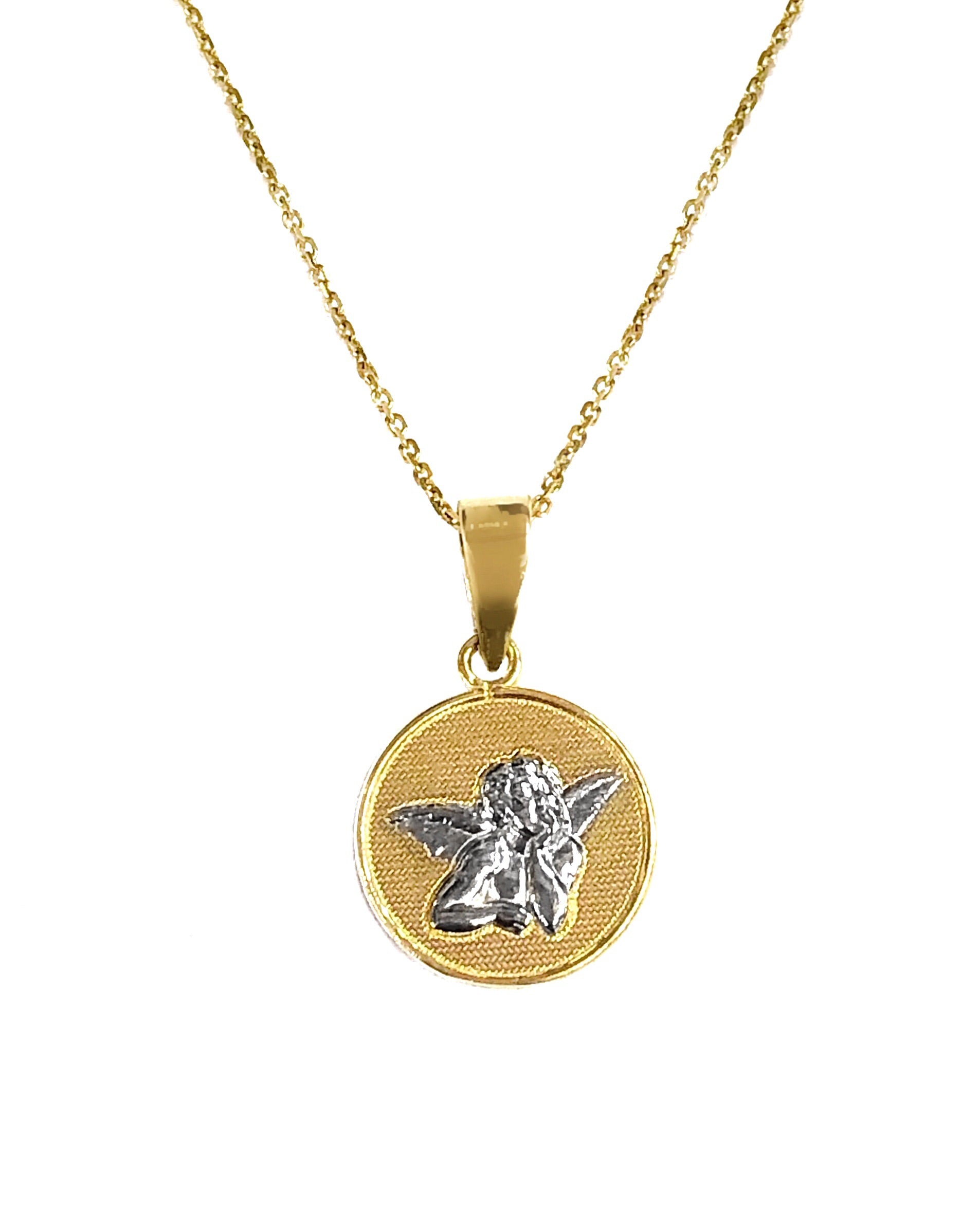 14K YELLOW GOLD CHERUB NECKLACE -TWO TONED